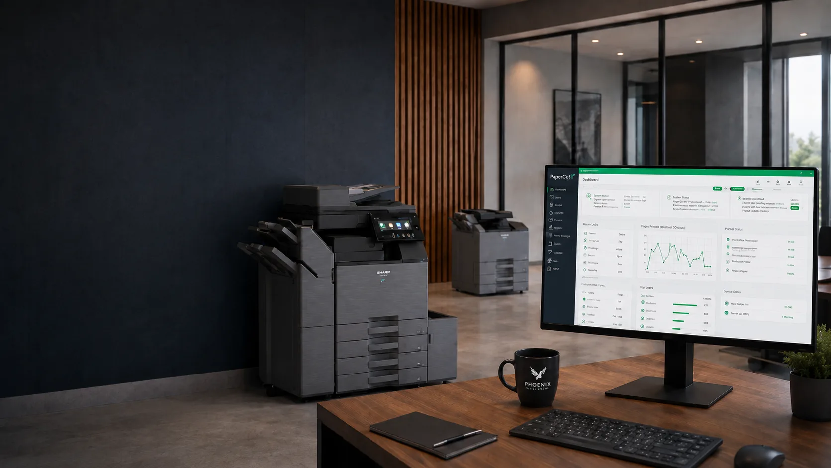PaperCut secure print release, user authentication, usage reporting, print rules and cost-control software for shared print environments.